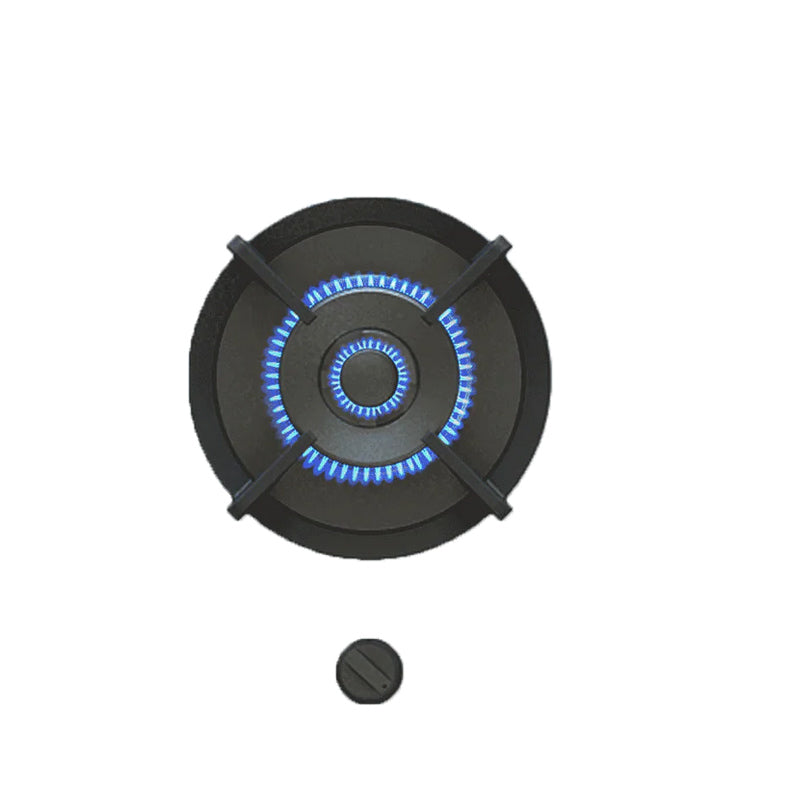 Pitt Cooking Azuma Gas stove burner with high blue flames on a white background