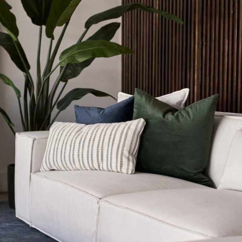 Close Up of The Porter Sectional Right Hand Sofa in Alesund Color and Fabric in a Living Room
