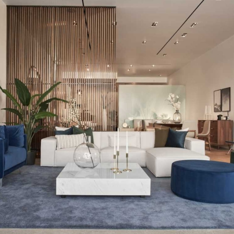 The Porter Sectional Right Hand Sofa in Alesund Color and Fabric in a Living Room
