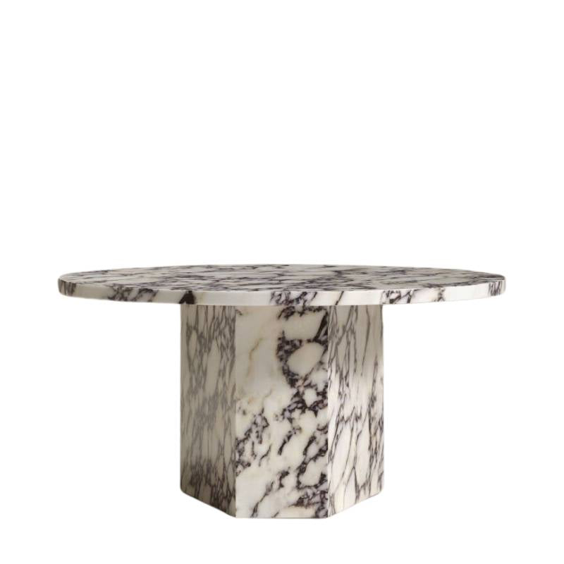 Side View of one of The Romulus Nesting Coffee Tables in Viola Marble