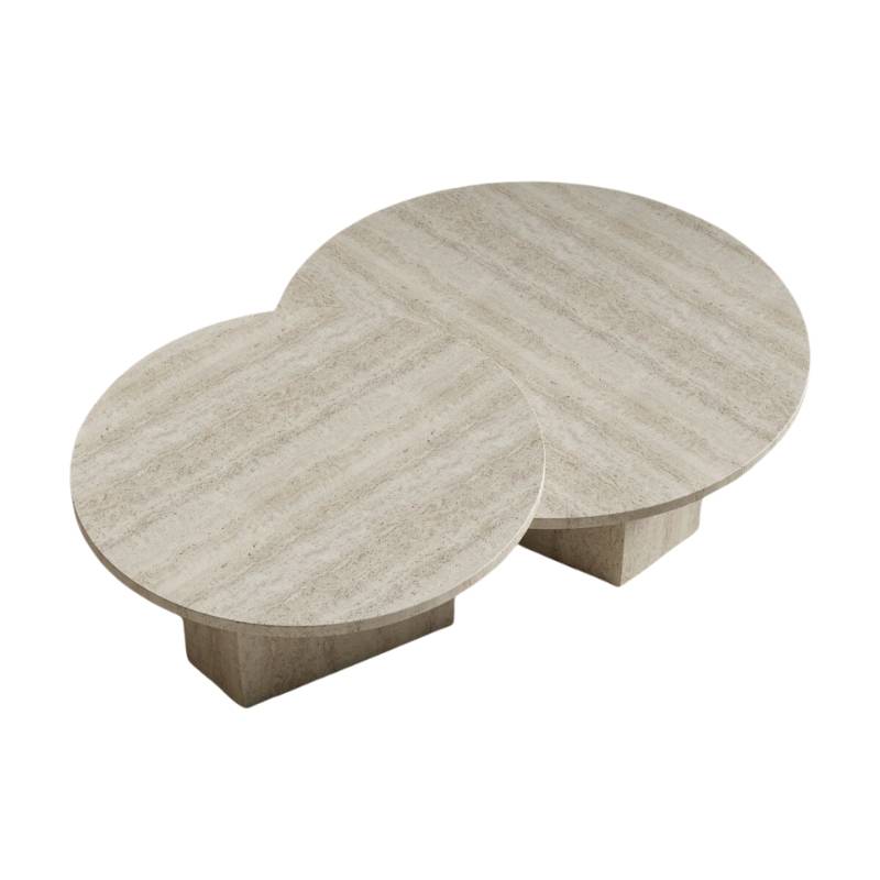 Top View of The Romulus Nesting Coffee Table in White Travertine