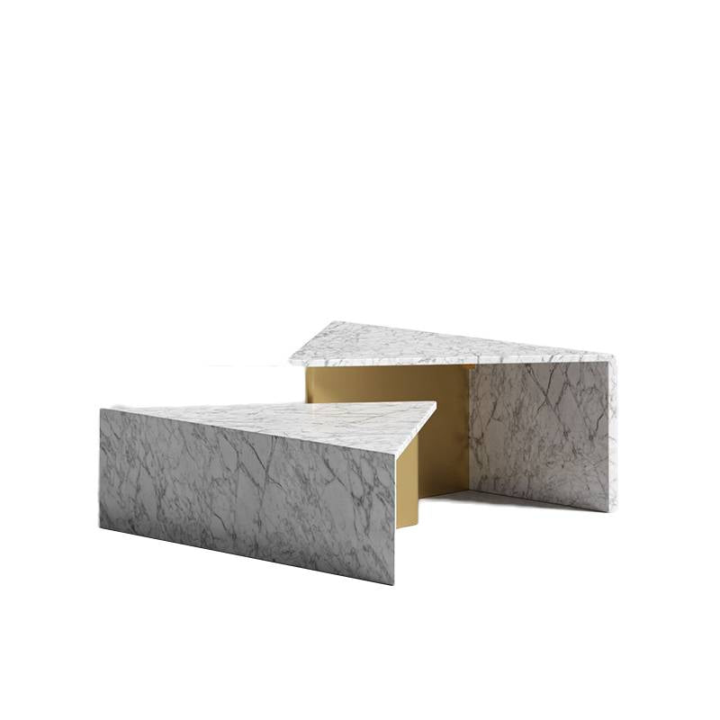Full Set of The Terra Modular Coffee Table High and Low With White Carrara Marble Surface