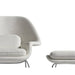 Close Up View of The Womb Chair and Ottoman in Pearl Fabric