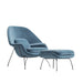 Angled Side View of The Womb Chair and Ottoman in Solstice Fabric