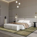 Righ Side Angled View of The Angelo Bed With Alesund Fabric and a Berlin Bench