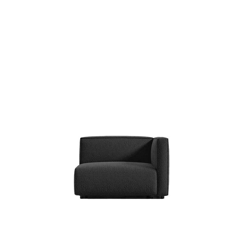 Front Facing View of The Arya Right Arm Modular Sectional Piece in Caviar Fabric