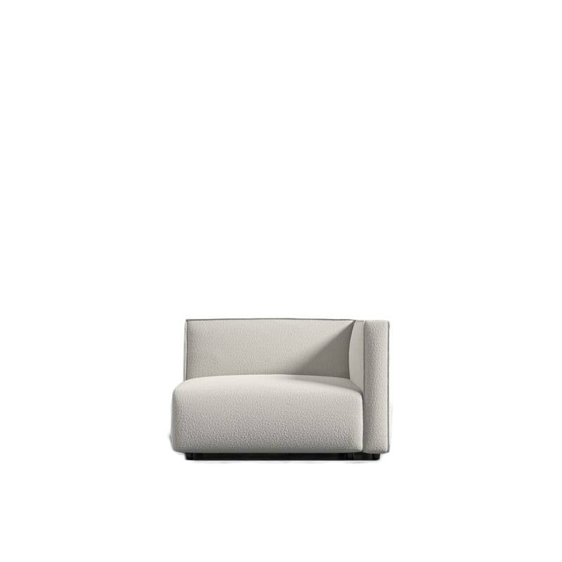 Front Facing View of The Arya Right Arm Modular Sectional Piece in Pearl Fabric