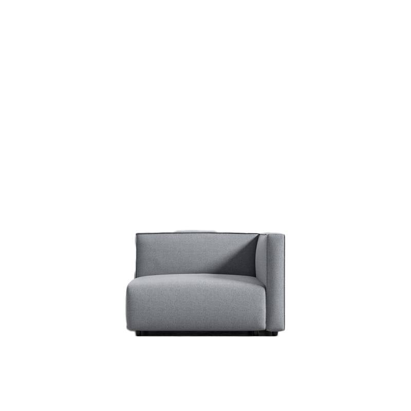 Front Facing View of The Arya Right Arm Modular Sectional Piece in Porpoise Fabric