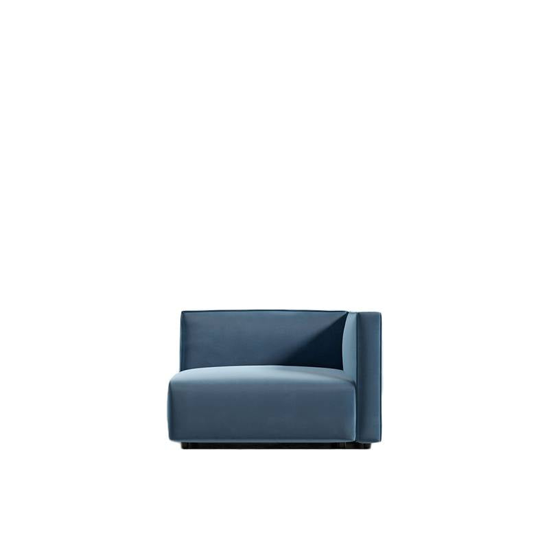 Front Facing View of The Arya Right Arm Modular Sectional Piece in Solstice Fabric