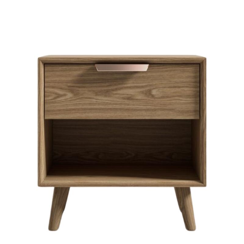 Front Facing View of The Asher Single Drawer Nightstand With Ash Veneer Finish