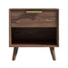 Front Facing View of The Asher Single Drawer Nightstand With Walnut Veneer Finish