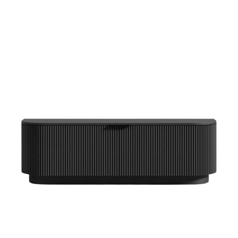 Front View of The Athena Media Console in Ebony Matte Color