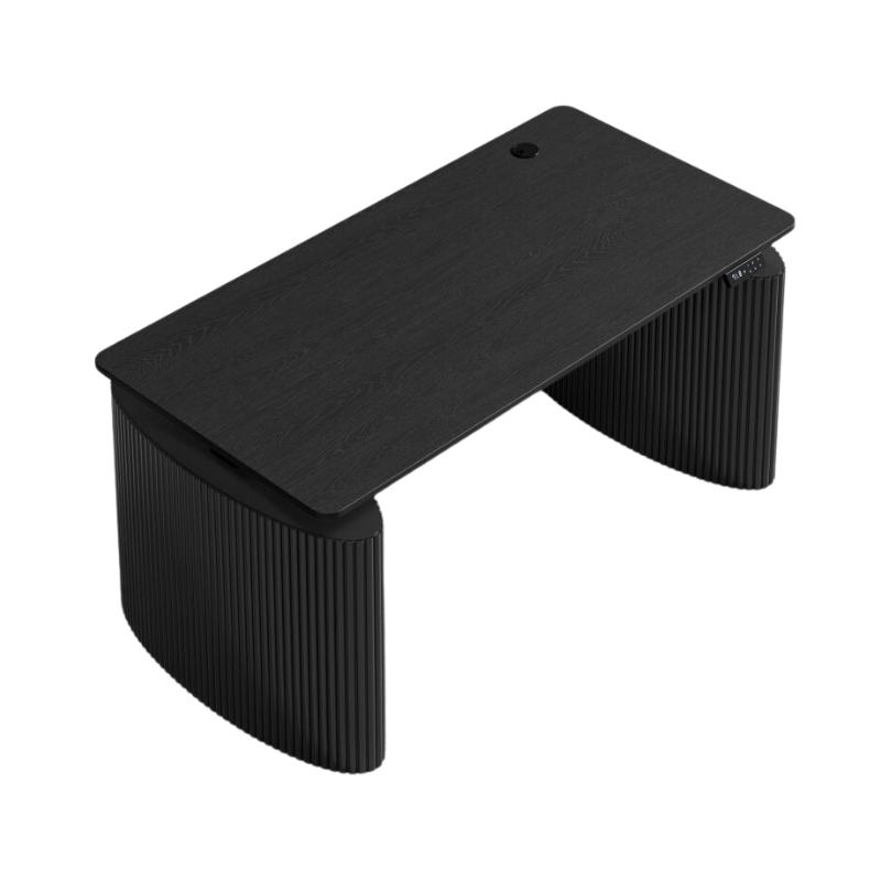 Top View of The Athena Standing Desk Set With Black Base and Ebony Wood Finish
