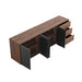 Top View of The Augustus Sideboard With Walnut Veneer Finish and All Drawers and Doors Open