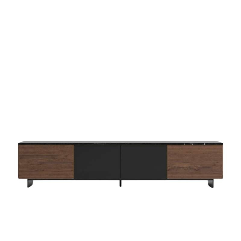 Front View of The Augustus TV Stand With Black Marble