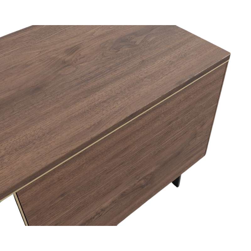Top Half Right View of The Augustus TV Stand In Walnut Veneer