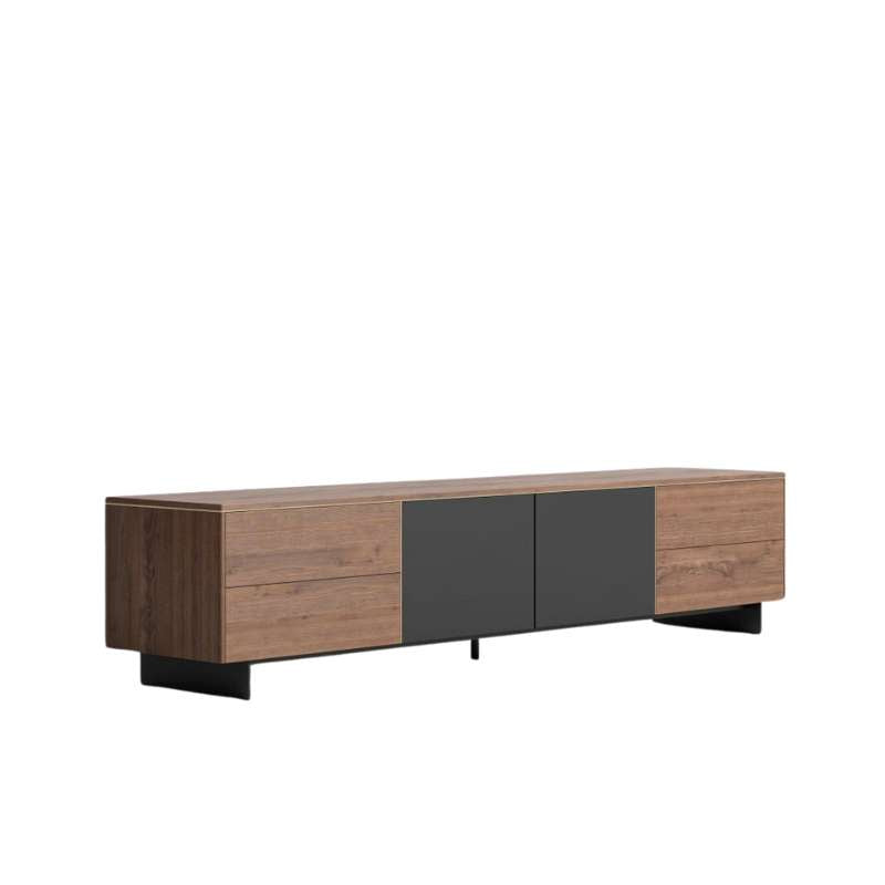Side View of The Augustus TV Stand In Walnut Veneer