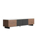 Angled Side View of The Augustus TV Stand With White Marble