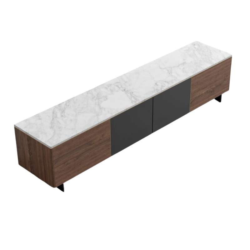 Top View of The Augustus TV Stand With White Marble