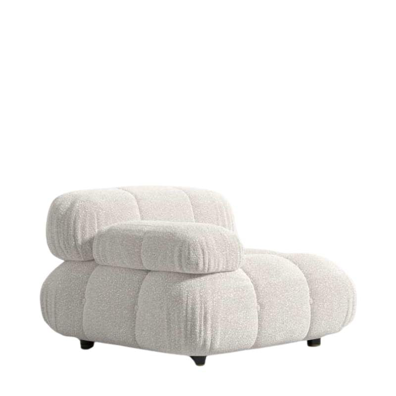 Angled Side View of The Belia Left Arm Modular Sectional Piece With Pearl Fabric