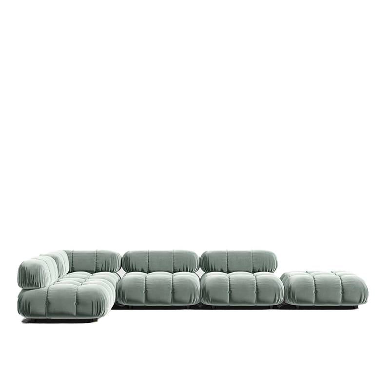 Front Facing View of The Belia Modular Sectional in Moonstone Fabric and Color
