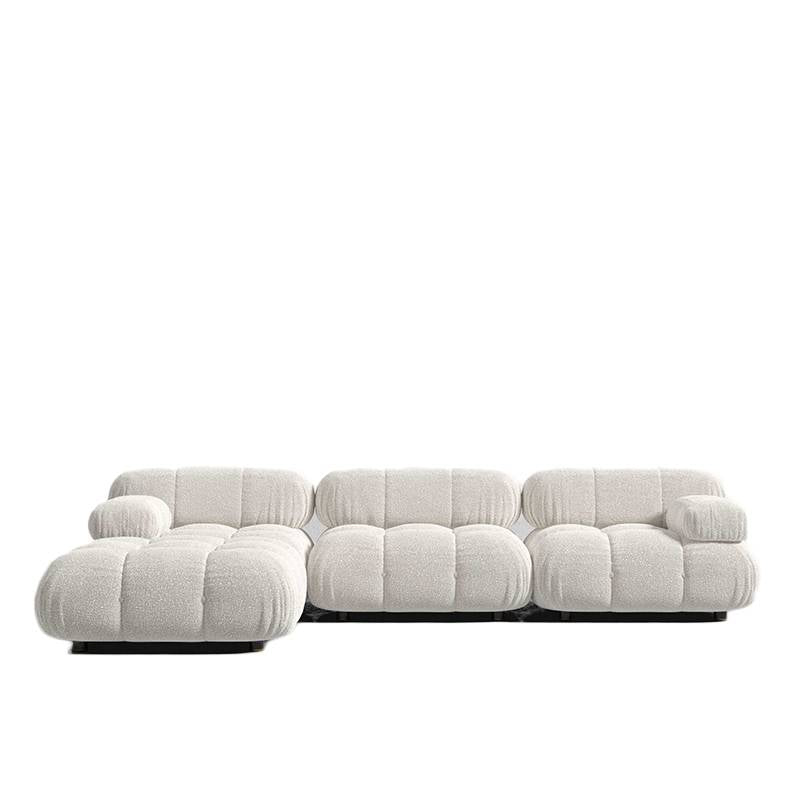 Front Facing View of The Belia Sectional Sofa in Pearl Color and Fabric