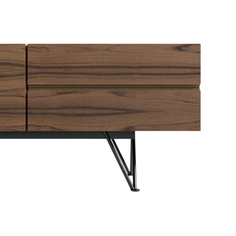 Right Close Up View of The Bennett Media Console 55 inch In Walnut Veneer
