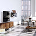The Bennett Media Console 55 inch In Walnut Veneer in Living Room Setting