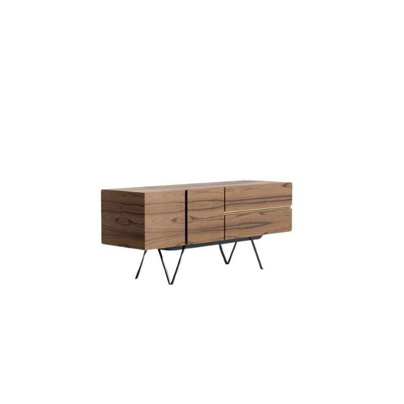 Side View of The Bennett Media Console 55 inch In Walnut Veneer