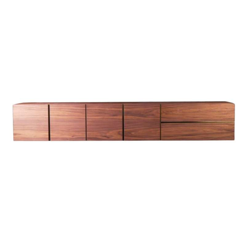 Front View of The Bennett Media Console 83 Inch in Walnut Veneer Without Legs