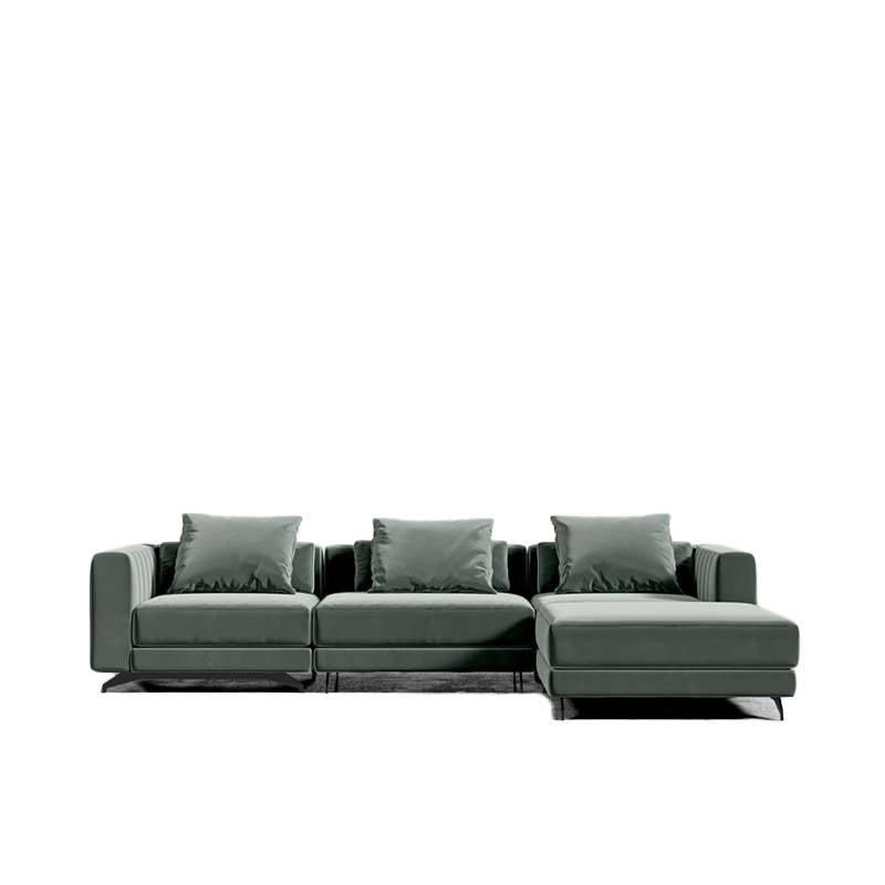 Front View of The Berlin Sectional Sofa in Moonstone Color and Fabric