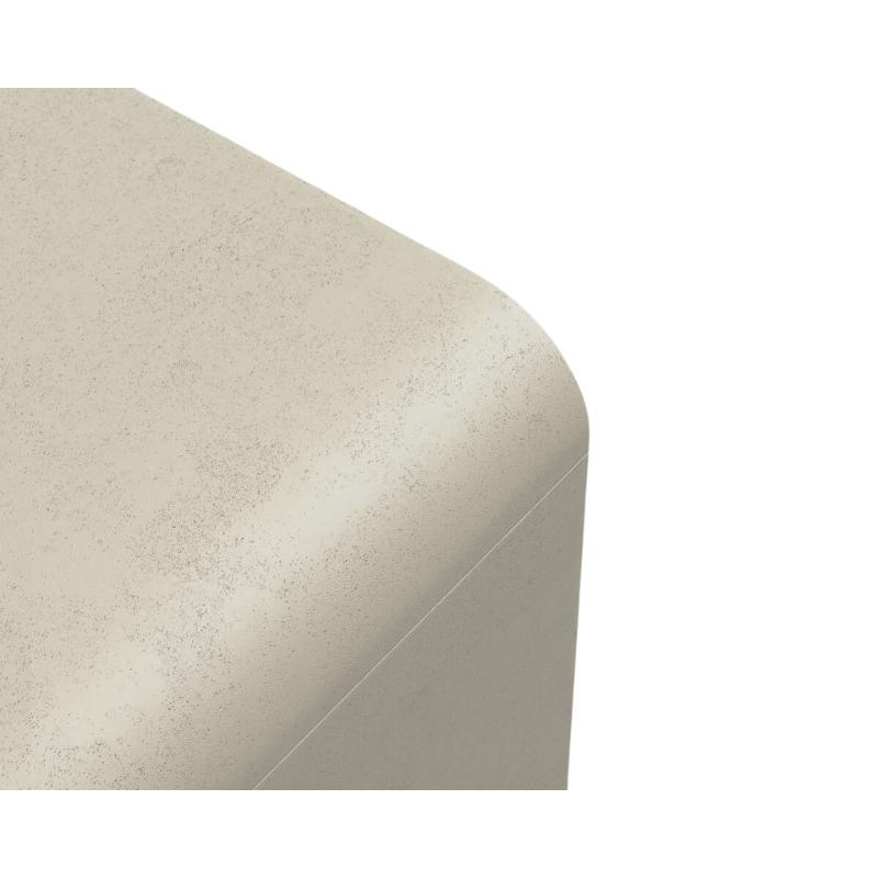 Close Up Corner View of The Cascadia Desk in Alabaster Concrete