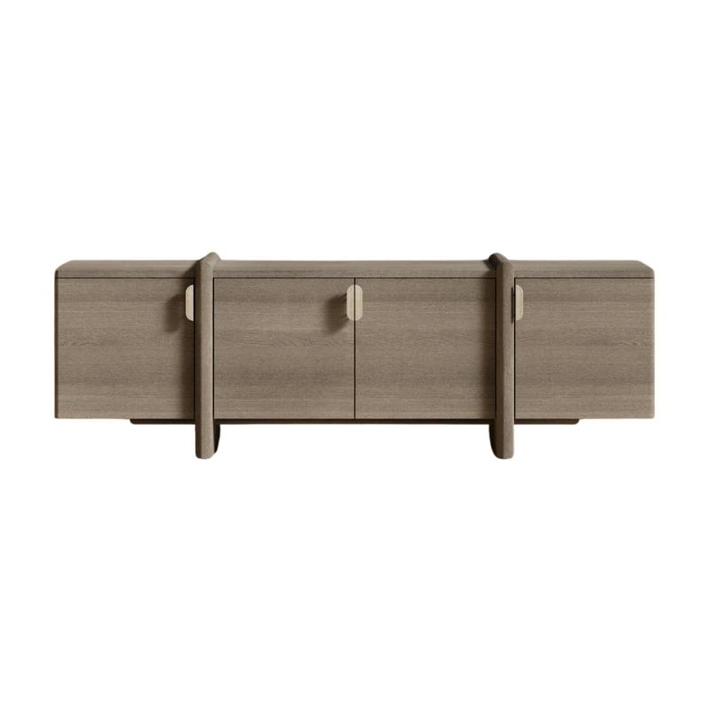 Front View of The Cassia Entryway Console Grey Oak Color