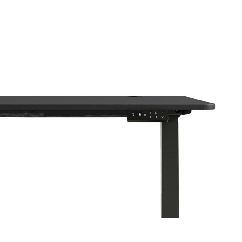 Front Facing View of The Eryk/Athena E-Standing Desk in Black and its Control Panel