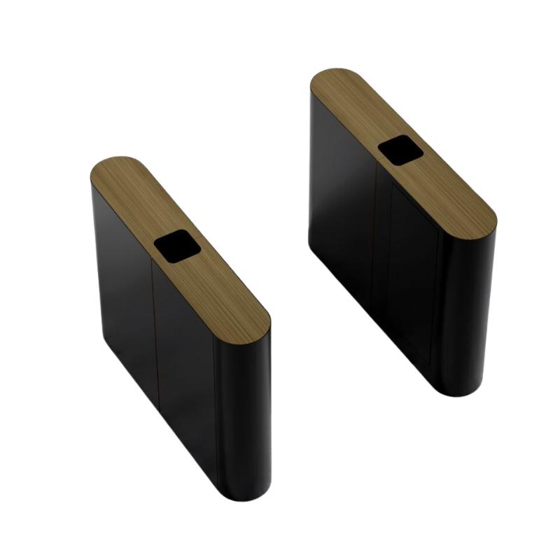 Top View of The Eryk Standing Desk Base Set in Ebony Wood Finish With Doors Closed