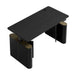 Top View of The Eryk Standing Desk in Black With Desk Lifted and Doors Opened