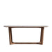 Front Facing View of The Evelyn Dining Table in White Calacatta Ceramic