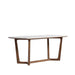 Angled Side View of The Evelyn Dining Table in White Calacatta Ceramic