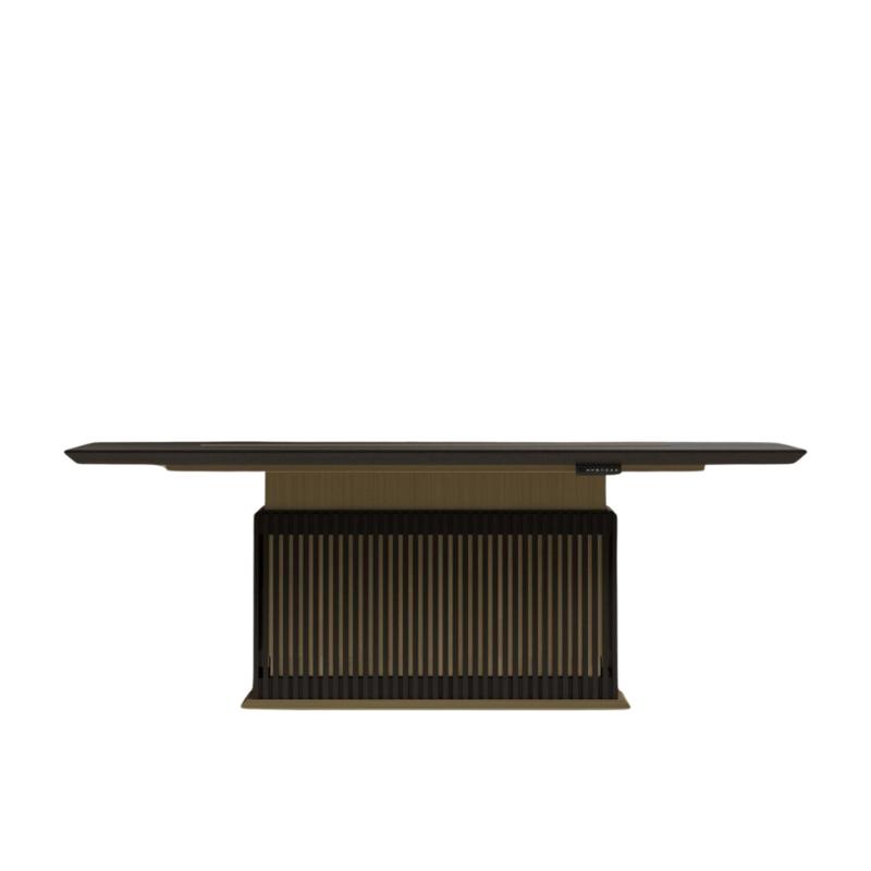 Front Facing View of The Georgio Conference Table in Black Oak Veneer Finish