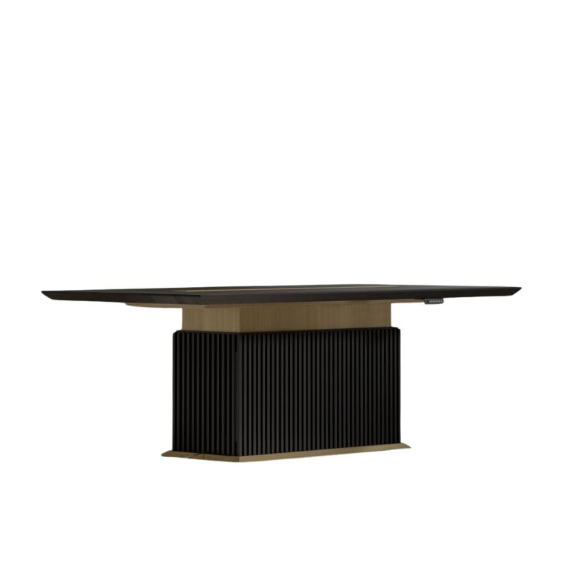 Angled Side View of The Georgio Conference Table in Black Oak Veneer Finish