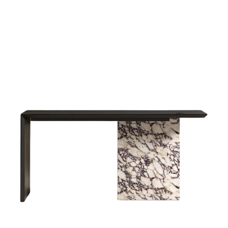 Front Facing View of The Gia Desk (Black Label) With Black Oak Veneer Finish