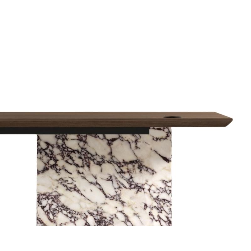 Close Up View of The Gia Desk (Black Label) With Walnut Veneer Finish