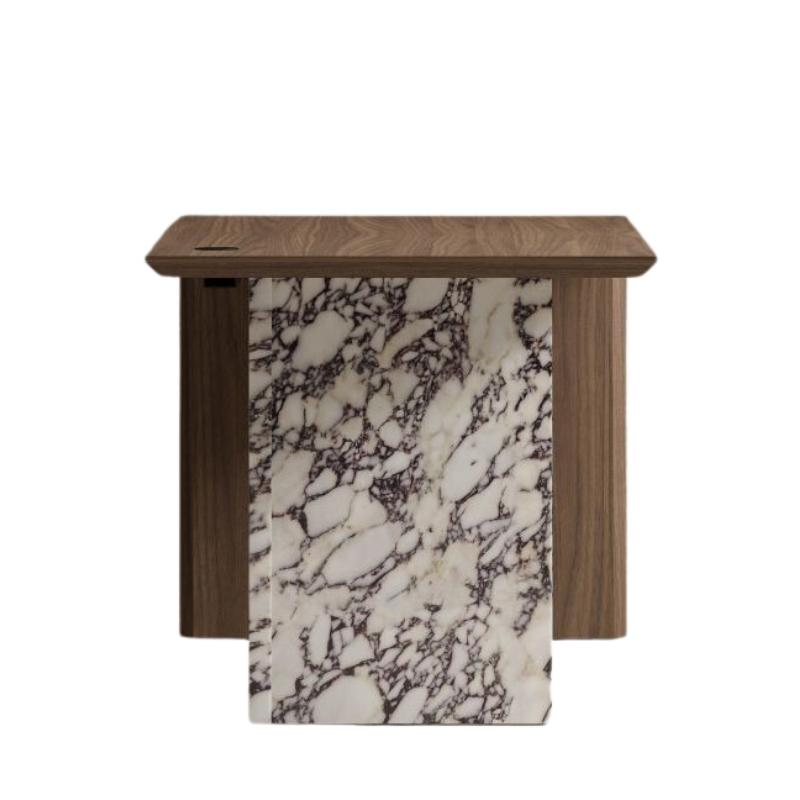 Side Facing View of The Gia Desk (Black Label) With Walnut Veneer Finish