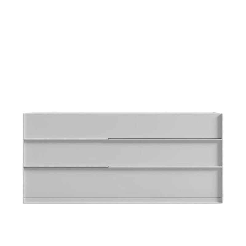 Front Facing View of The Hunter Wide Dresser in a Glossy White Lacquer Finish