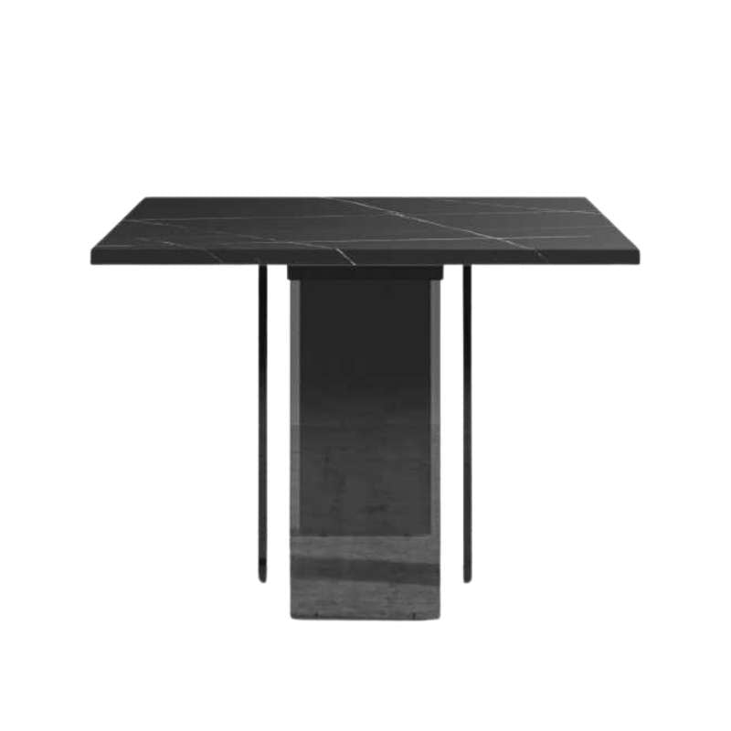 Side Facing View of The Marbella Dining Table With a Black Pietra Ceramic Surface