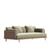 Angled Side View of The Maria Sofa in Olive Green Fabric and Color