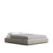 Angled Side View of The Modular Bed Frame in Latte Fabric