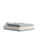 Angled Side View of The Modular Bed Frame in pearl Fabric