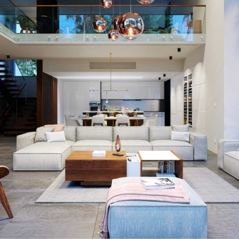 Front Facing View of The Porter Modular Sectional Sofa in a Living Room