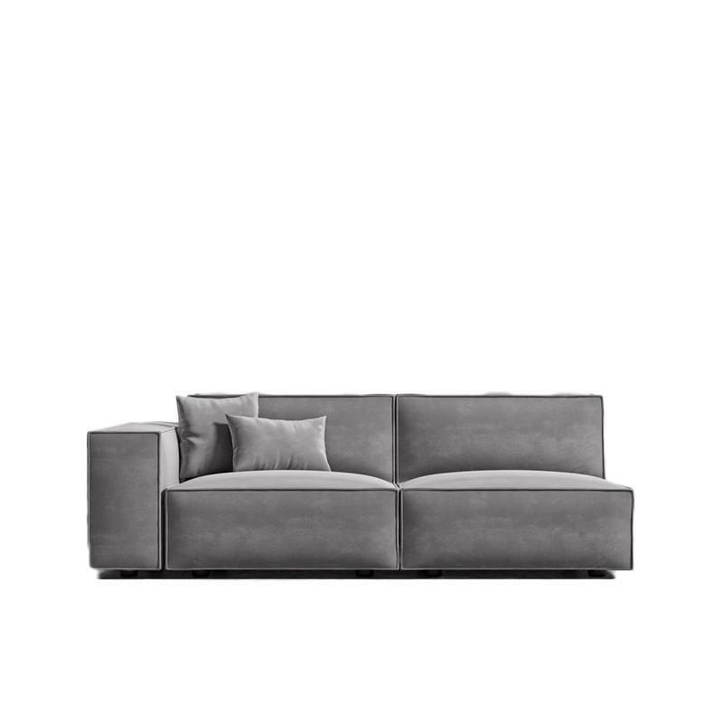 Front view of the Porter left arm two seater in the glacier grey color and fabric